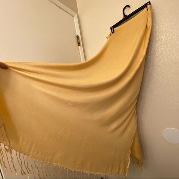 Tan beige large oversized fringe Pashmina Scarf Wrap Shawl 24x96 - Picture 6 of 10